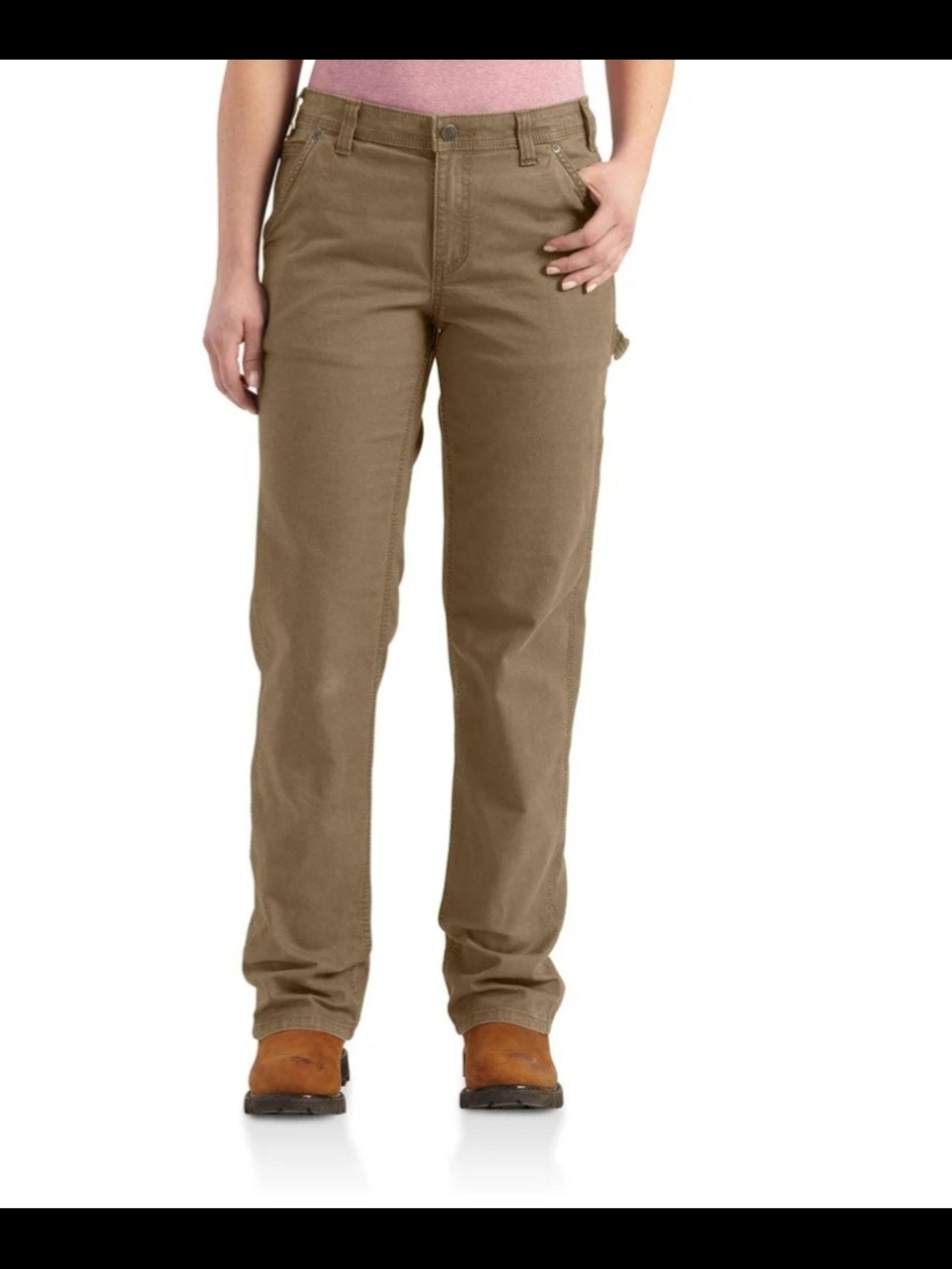 NWT Carhartt Women's Crawford Canvas Work Pants Size 10 Tall Yukon Brown Relaxed